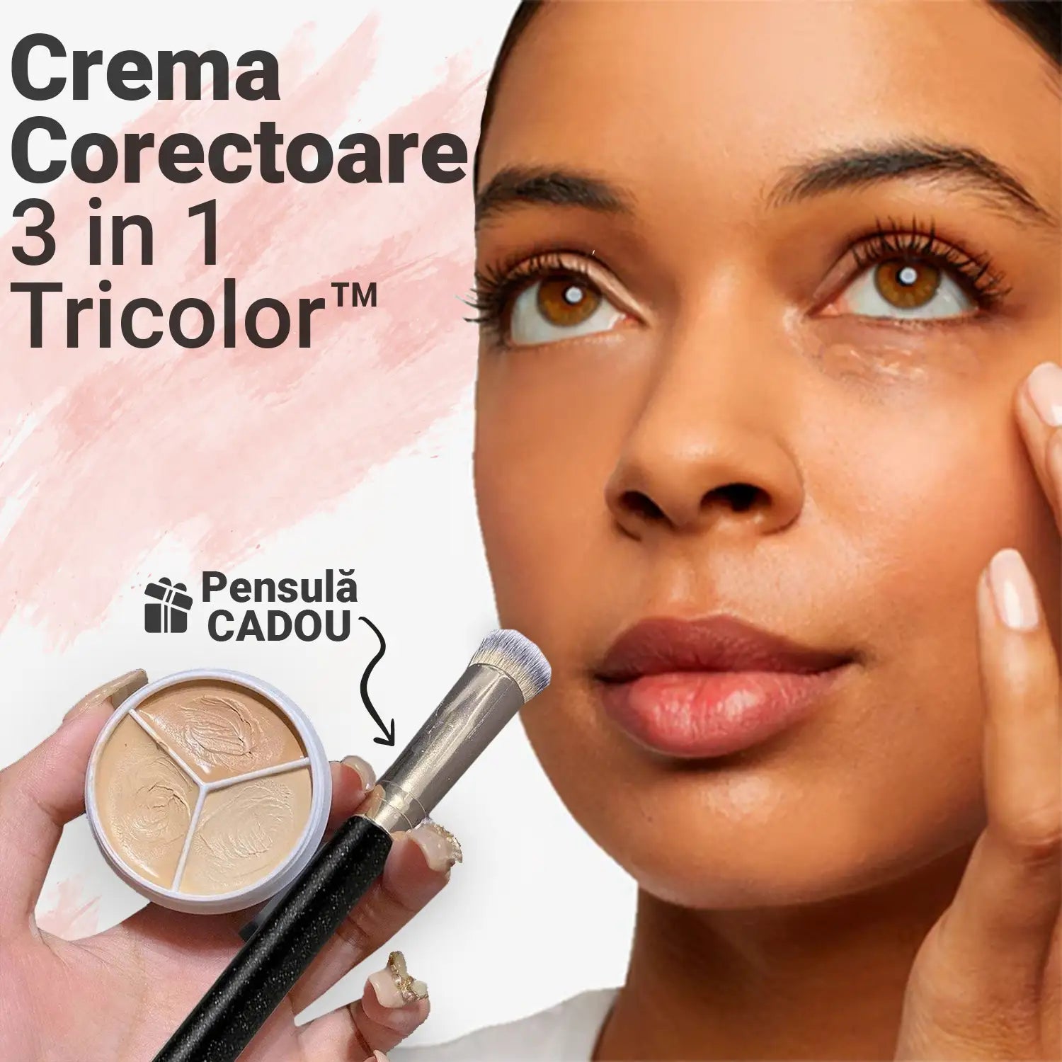 Crema Corectoare 3 in 1 + Pensula CADOU Tricolor Crema Corectoare 3 in 1 + Pensula CADOU Tricolor