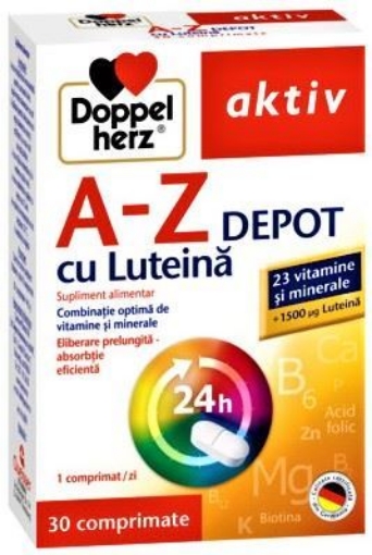 Doppelherz Aktiv A-Z Retard cu luteina - 30 comprimate (+10 comprimate extra) Doppelherz Aktiv A-Z Retard cu luteina - 30 comprimate (+10 comprimate extra)