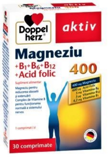 Doppelherz Aktiv Magneziu 400 + B1 + B6 + B12 + acid folic - 30 comprimate (+10 comprimate bonus) Doppelherz Aktiv Magneziu 400 + B1 + B6 + B12 + acid folic - 30 comprimate (+10 comprimate bonus)