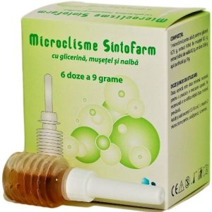 Microclisme cu glicerina, musetel si nalba pentru adulti - 6 bucati Sintofarm
