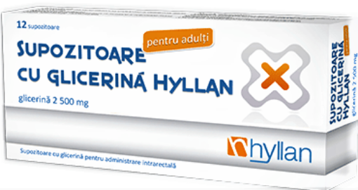Hyllan supozitoare cu glicerina pentru adulti - 12 bucati Hyllan supozitoare cu glicerina pentru adulti - 12 bucati