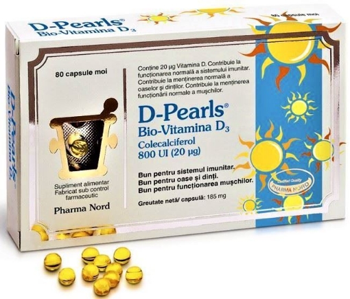 Pharma Nord D-pearls bio-vitamina D3 800UI - 80 capsule moi Pharma Nord D-pearls bio-vitamina D3 800UI - 80 capsule moi