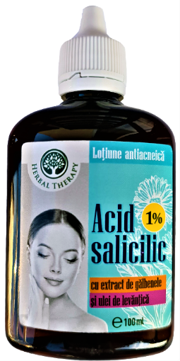Lotiune cu acid salicilic 1%, extract de galbenele si ulei de levantica - 100ml Herbal Therapy Lotiune cu acid salicilic 1%, extract de galbenele si ulei de levantica - 100ml Herbal Therapy