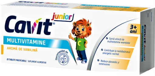 Cavit Junior Multivitamine cu aroma de vanilie - 20 tablete masticabile Biofarm Cavit Junior Multivitamine cu aroma de vanilie - 20 tablete masticabile Biofarm