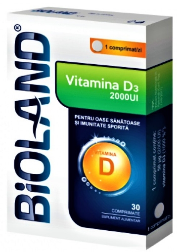 Bioland Vitamina D3 2000UI - 30 comprimate Biofarm Bioland Vitamina D3 2000UI - 30 comprimate Biofarm
