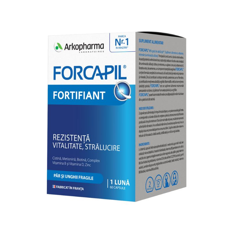 Forcapil formula fortifianta pentru par si unghii, 60 capsule Forcapil formula fortifianta pentru par si unghii, 60 capsule