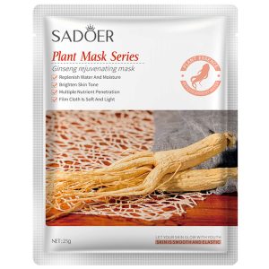 Masca textila pentru ten cu Ginseng SADOER, Efect de Revitalizare si Redarea Elasticitatii, 25 g