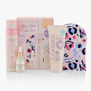 Set complet pentru autobronzare profesionala SUNKISSED Pure Glow Collection Gift Set Medium, 95% Ingrediente Naturale