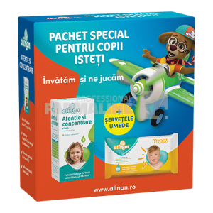 Alinan Atentie si concentrare Sirop 150 ml + Alinan Servetele umede 56 bucati