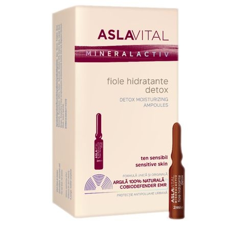 Aslavital Fiole Hidratante Detox Ten sensibil x 7 fiole x 2 ml Aslavital Fiole Hidratante Detox Ten sensibil x 7 fiole x 2 ml