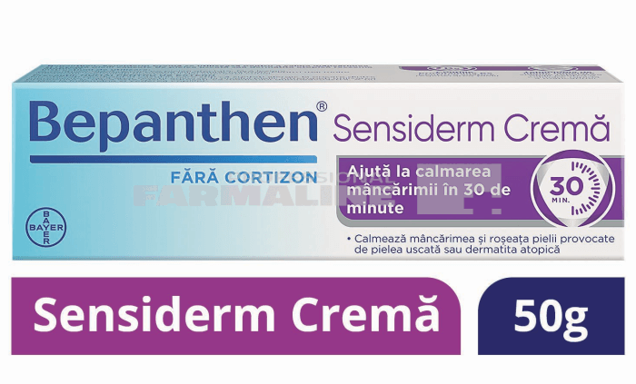Bepanthen Sensiderm Crema 50 gr - calmeaza mancarimea si roseata pielii provocate de iritatii Bepanthen Sensiderm Crema 50 gr - calmeaza mancarimea si roseata pielii provocate de iritatii