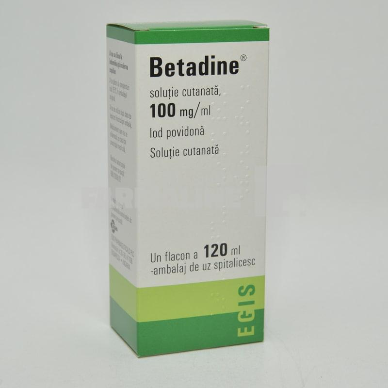 Betadine solutie cutanata 100mg/ml 120 ml Betadine solutie cutanata 100mg/ml 120 ml