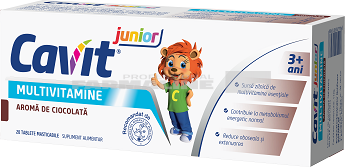 Biofarm Cavit Junior ciocolata 20 tablete masticabile Biofarm Cavit Junior ciocolata 20 tablete masticabile