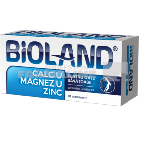Bioland Calciu + Magneziu + Zinc 30 comprimate