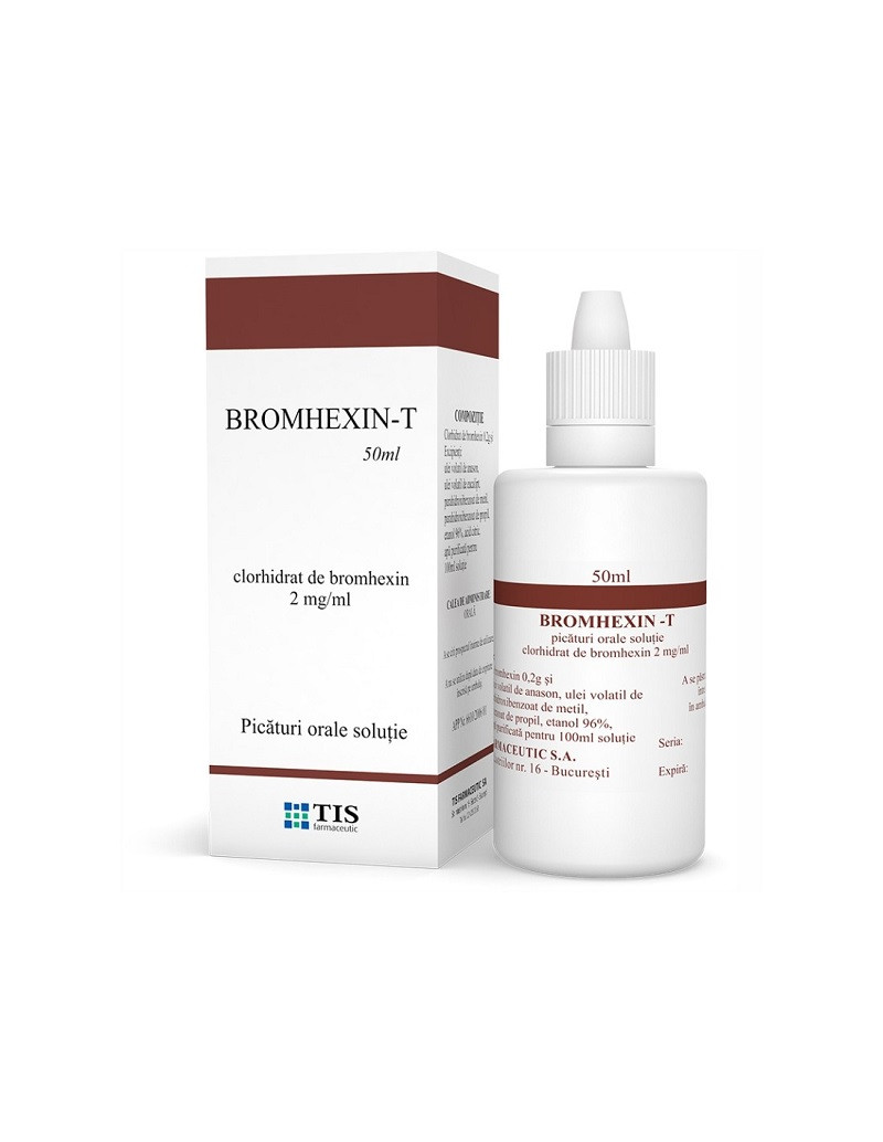 Bromhexin-T 2 mg/ml 50 ml picaturi orale Solutie Tis Farmaceutic Bromhexin-T 2 mg/ml 50 ml picaturi orale Solutie Tis Farmaceutic