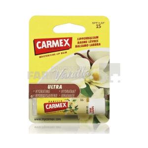 Carmex Balsam reparator pentru buze uscate si crapate SPF15+ aroma vanilie 4,25 g