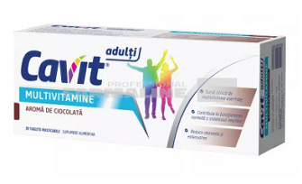 Cavit Adulti Multivitamine cu aroma de ciocolata 20 tablete Cavit Adulti Multivitamine cu aroma de ciocolata 20 tablete