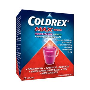 Coldrex Maxgrip aroma de Fructe de padure si mentol 10 plicuri