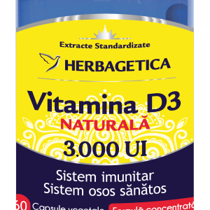 Herbagetica Vitamina D3 naturala 3000 UI, 60 capsule