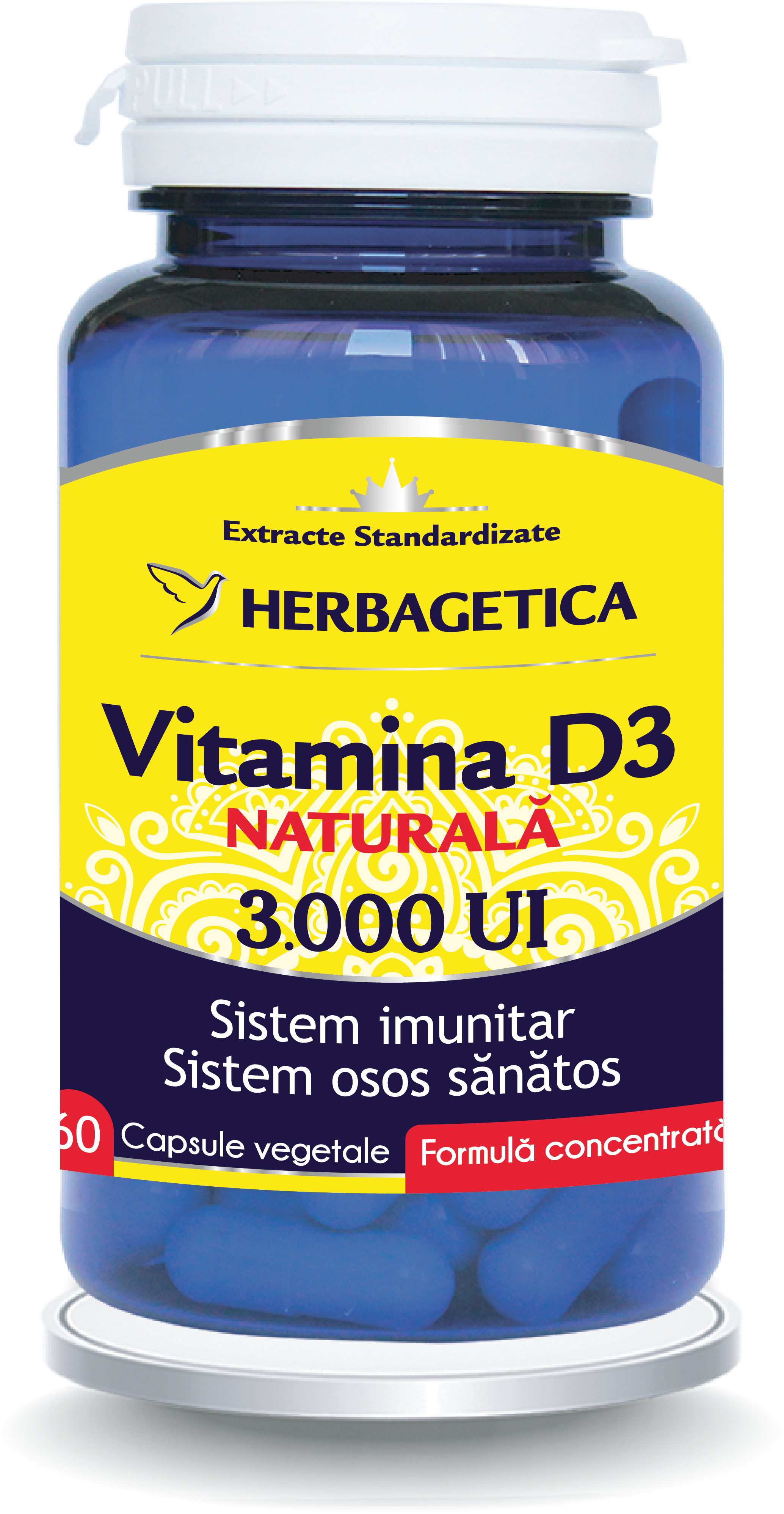 Herbagetica Vitamina D3 naturala 3000 UI, 60 capsule Herbagetica Vitamina D3 naturala 3000 UI, 60 capsule