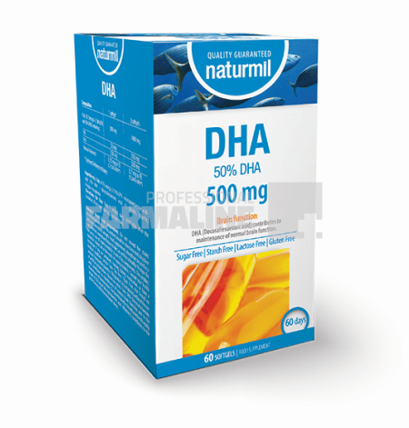 Naturmil DHA 50% 500 mg 60 capsule gelatinoase moi Naturmil DHA 50% 500 mg 60 capsule gelatinoase moi