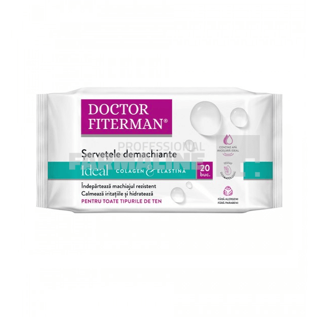 Doctor Fiterman Ideal Colagen & Elastina Servetele demachiante 20 bucati Doctor Fiterman Ideal Colagen & Elastina Servetele demachiante 20 bucati