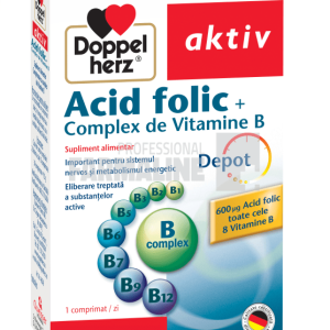 Doppelherz Aktiv Acid folic + Complex de vitamina B retard 30 comprimate