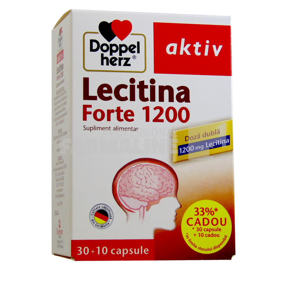 Doppelherz Aktiv Lecitina Forte 1200 mg 30 capsule + 10 capsule Cadou Doppelherz Aktiv Lecitina Forte 1200 mg 30 capsule + 10 capsule Cadou