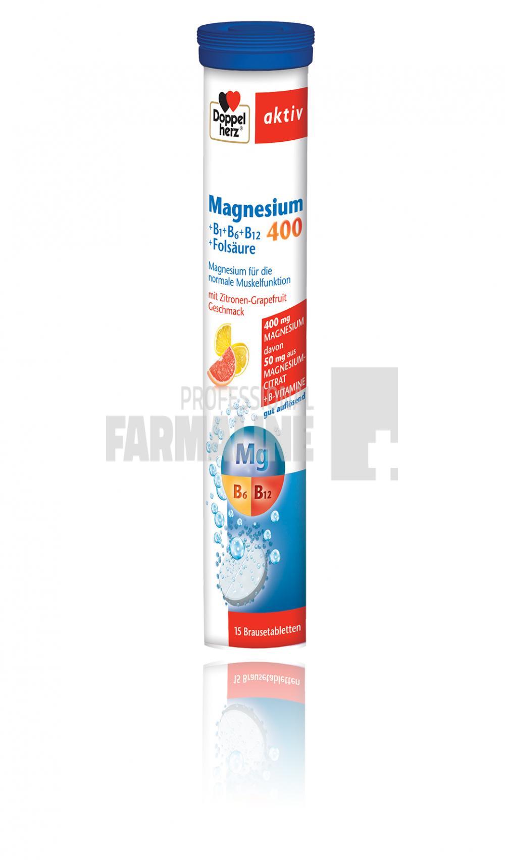Doppelherz Aktiv Magneziu 400 + B1 + B6 + B12 + Acid folic 15 comprimate efervescente Doppelherz Aktiv Magneziu 400 + B1 + B6 + B12 + Acid folic 15 comprimate efervescente