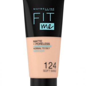 Fond de ten MAYBELLINE FIT ME Matte Poreless 124 Soft Sand, 30 ml