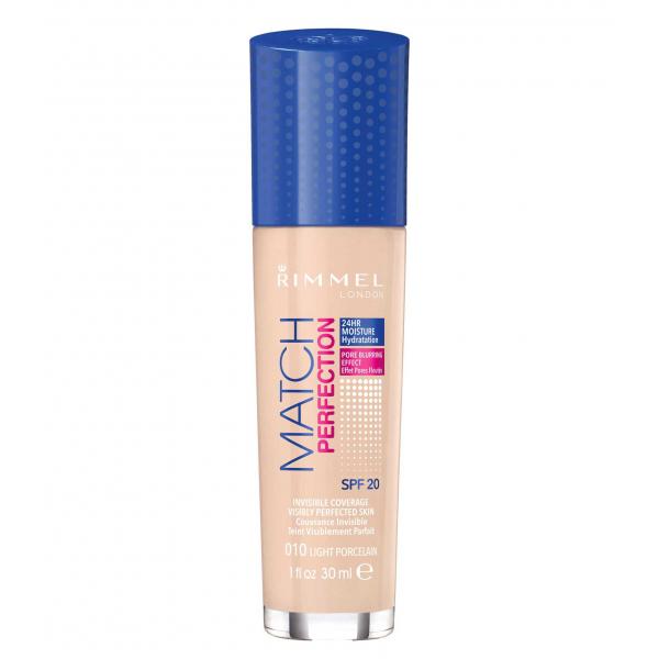 Fond de Ten Rimmel Match Perfection - 010 Light Porcelain, 30 ml Fond de Ten Rimmel Match Perfection - 010 Light Porcelain, 30 ml