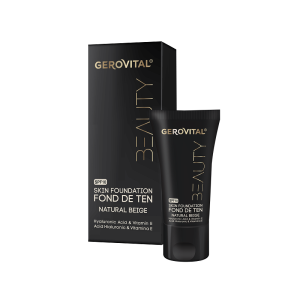 Gerovital Beauty Fond de ten cu acid hialuronic si vitamina E SPF10 Natural Beige 30 ml