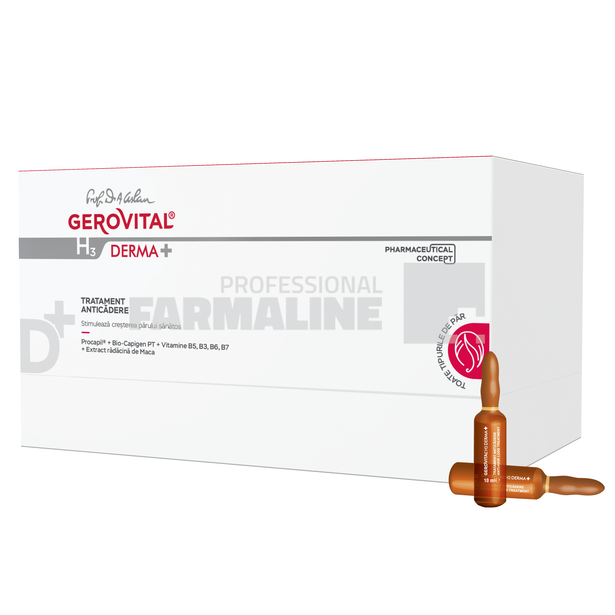 Gerovital H3 Derma+ Tratament anticadere 12 fiole x 10 ml Gerovital H3 Derma+ Tratament anticadere 12 fiole x 10 ml