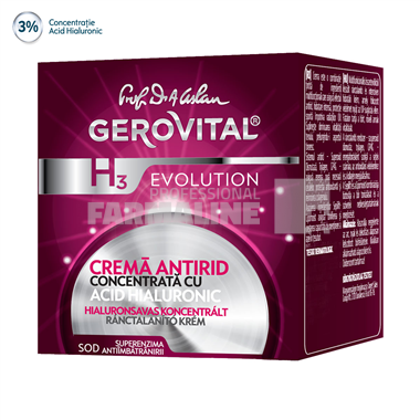 Gerovital H3 Evolution Crema antirid concentrata cu Acid Hialuronic 50 ml Gerovital H3 Evolution Crema antirid concentrata cu Acid Hialuronic 50 ml