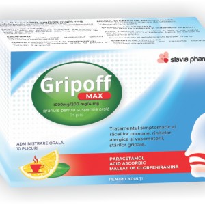 Gripoff Max 1000 mg/200mg/4mg 10 plicuri Slavia Pharm