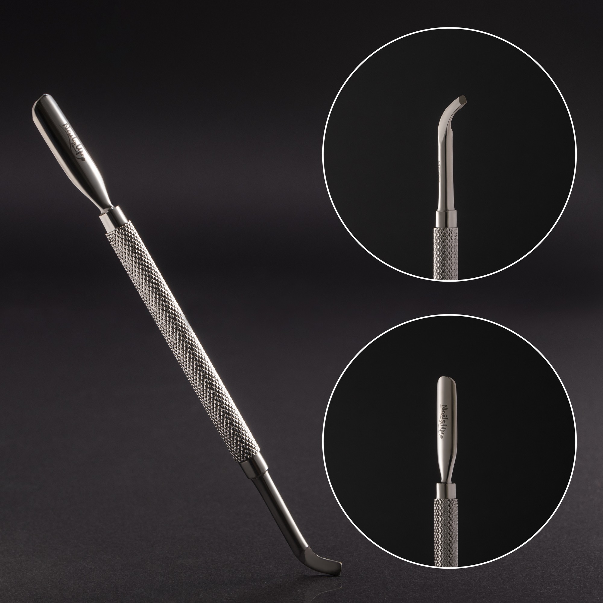 Instrument manichiura profesional NailsUp cu doua capete, Inox, 14cm, MC707 Instrument manichiura profesional NailsUp cu doua capete, Inox, 14cm, MC707