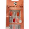 Kit 24 Unghii False W7 Glamorous Nails, Attention Seeker, cu adeziv inclus si pila de unghii