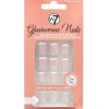 Kit 24 Unghii False W7 Glamorous Nails, French Nails 01, cu adeziv inclus si pila de unghii