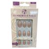 Kit 24 Unghii False W7 Glamorous Nails, French Fancy, cu adeziv inclus si pila de unghii