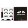 Kit cu 3 perechi Gene False Magnetice 3D, Profesionale, 1 Aplicator, 1 Eyeliner Magnetic Negru intens, Waterproof, 3 Modele