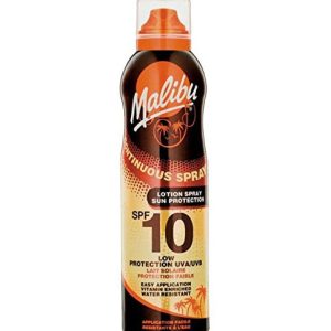 Lotiune Spray MALIBU Continuous Spray, Rezistenta la apa, UVA UVB, SPF10, 175 ml