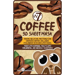 Masca cu Cafea, Colagen si Acid Hialuronic, W7 Coffee 3D Sheet Mask, 18 g
