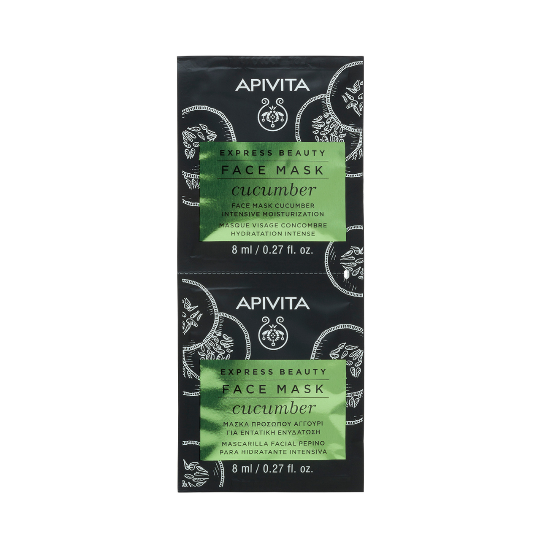 Masca de fata pentru hidratare cu extract de castravete, 2*8 ml, Apivita Masca de fata pentru hidratare cu extract de castravete, 2*8 ml, Apivita