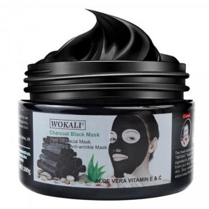 Masca neagra pentru indepartat punctele negre, punctele de grasime, efect anti-rid, Wokali cu carbune activ, 300 g