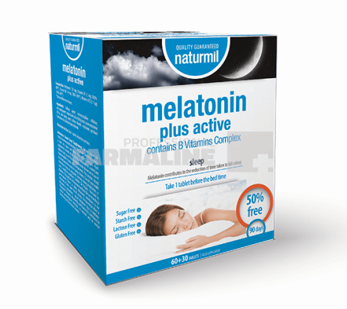 Naturmil Melatonin Plus Active 60 tablete + 30 tablete Cadou Naturmil Melatonin Plus Active 60 tablete + 30 tablete Cadou