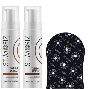 Pachet Combo Advanced Pentru Autobronzare Profesionala St Moriz Cu Spuma Medium, Dark Si Manusa, 2 x 200 ml