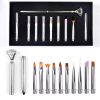 Pensule Unghii cu Rezerve, Set 10Buc cu Cristale, Tip Stilou, Silver Pensule Unghii cu Rezerve, Set 10Buc cu Cristale, Tip Stilou, Silver