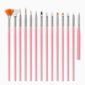 Pensule Unghii Set 15 Buc Roz