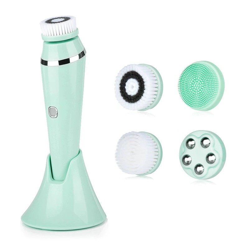 Perie Electrica De Curatare Faciala 4 in 1, Verde Perie Electrica De Curatare Faciala 4 in 1, Verde