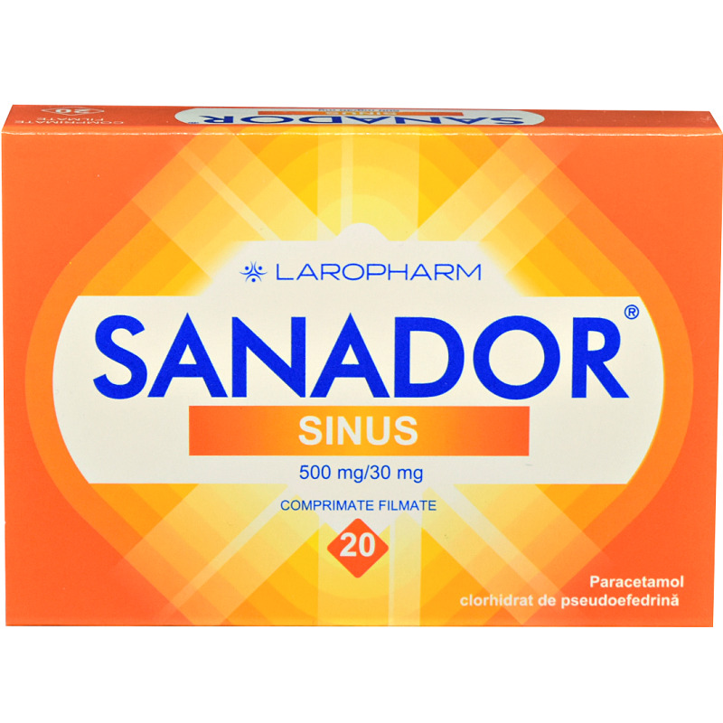 Sanador Sinus 500 mg/30mg 20 comprimate filmate Laropharm Sanador Sinus 500 mg/30mg 20 comprimate filmate Laropharm